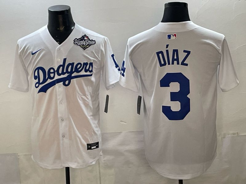 Men Los Angeles Dodgers #3 Diaz White Game 2026 Nike MLB Jersey style 08